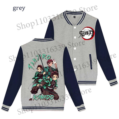 Demon Slayer Baseball Jacket Autumn Winter Jacket Coat Man Woman Giyu Tomioka Muichiro Tokito Anime Clothing Adult Harajuku Coat