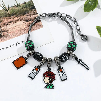 Fashion Hot Sale Japanese Anime Demon Slayer Kimetsu no Yaiba Tanjiro Nezuko Pendant Charm Bracelet Pandora Style Bracelet