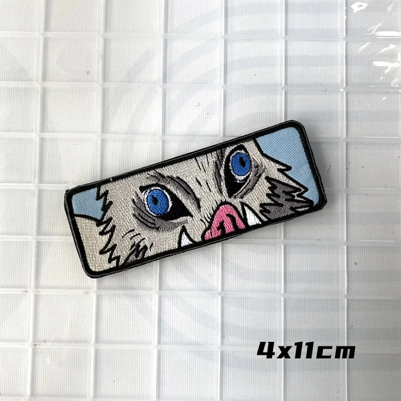 Japanese Anime Character Morale Badge Zaomen Tanjiro Embroidered Hook and Loop Patches Tactical Backpack Decoration Sticker