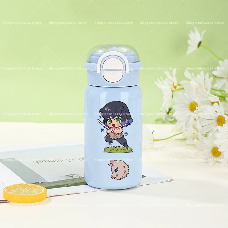 500ml Demon Slayer Thermos Cup 316 Stainless Steel Insulated Cup Girl Boy Anime Portable Straw Water Bottles Kid Travel Cup Gift