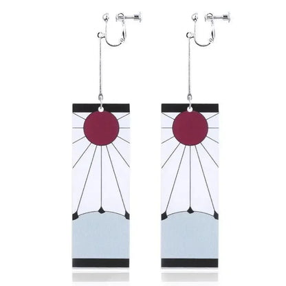 1PCS Fashion Acrylic Tanjiro Earrings Demon Slayer Earrings Anime Cosplay Props Hanafuda Drop Long Earrings for Women Girls