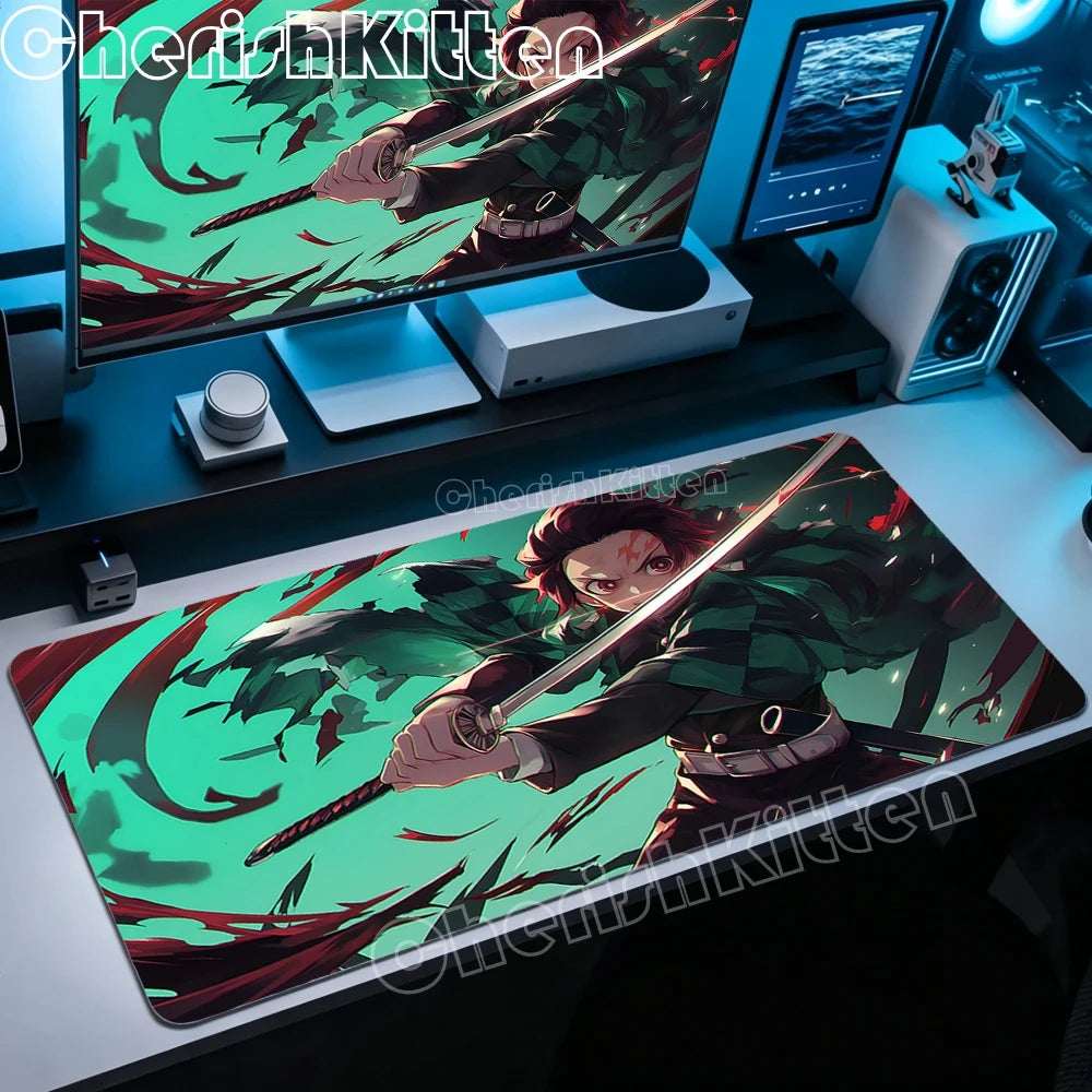 XXL Mouse Pad Large Demon Slayer Mousepad Office Computer Keyboard Gaming Table Mats for Laptop PC Anti-Slip Rubber Desk Mat