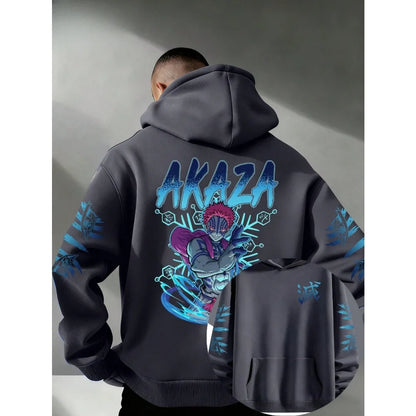 American Street Y2K "Demon Slayer" Themed Printed Men's Hoodie Anime Suitable for Both Men and Women Casual Sportswear