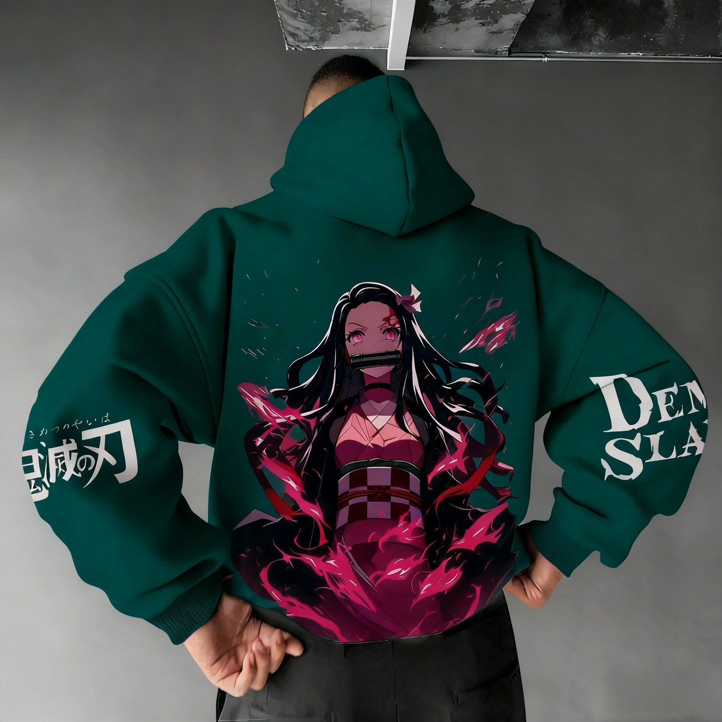 Demon Slayer Men's Hoodie Sweatshirt Kamado Nezuko Anime Spring Autumn Winter Boy Harajuku Long-sleeved Parent-child Outfit