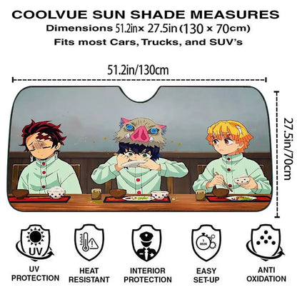 I-Inosukes Zenitsus T-Tanjiros Car SunShade Windshield Cover UV Protection Auto Visor Accessories For Cars