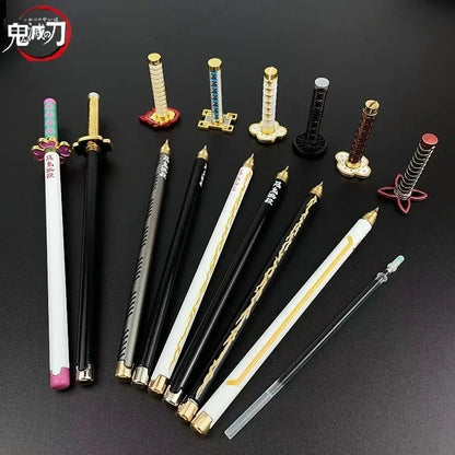 New 17 Styles Japan Anime Demon Slayer Model Gel Pen 0.5mm Black Refill Cosplay Prop Kid Student Gift SlayerWeapon Sword