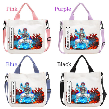 Demon Slayer Kamado Nezuko Tanjirou Anime Cartoon Crossbody Bag Commuting Shoulder Bag Canvas Tote Bags Handbag Birthday Gift