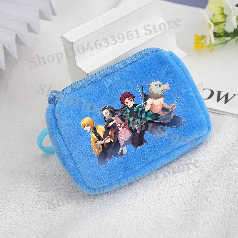 Demon Slayer Coin Purse Kimetsu No Yaiba Boy Girl Anime Cartoon Small Wallet Portable Mini Storage Bags Pendant Plush Coin Purse