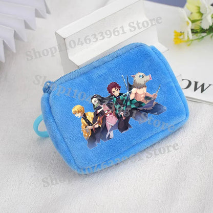Demon Slayer Coin Purse Kimetsu No Yaiba Boy Girl Anime Cartoon Small Wallet Portable Mini Storage Bags Pendant Plush Coin Purse
