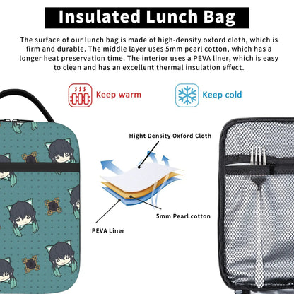 1 Piece Zipper Closure Muichiro Set Storage Bag Pocket Demon Slayer  School Lunch Food Box Reusable For Lunch Food Bag