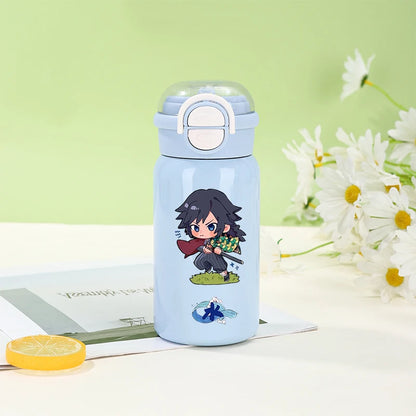 500ml Demon Slayer Thermos Cup 316 Stainless Steel Insulated Cup Girl Boy Anime Portable Straw Water Bottles Kid Travel Cup Gift