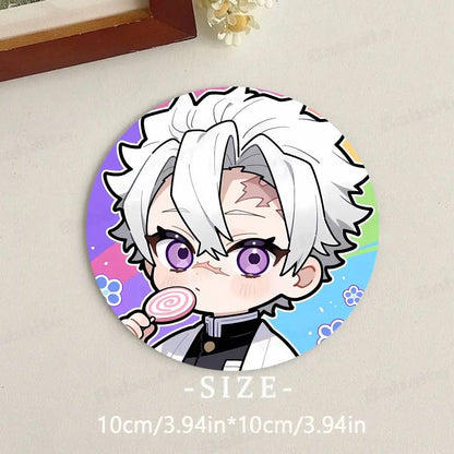 Cartoon Character Shinazugawa Sanemi Wood Coasters Round Coaster Non-slip Heat Insulation Coffee Mats Home Accessories Kitchen