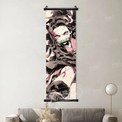 Demon Slayer Poster Home Decor Hashibira Inosuke Canvas Scrolls Picture Agatsuma Zenitsu Wall Art Kamado Nezuko Hanging Painting