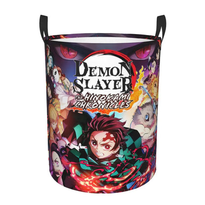 Custom Demon Slayers Anime Laundry Basket Collapsible Kimetsu No Yaiba Toy Clothes Hamper Storage Bin for