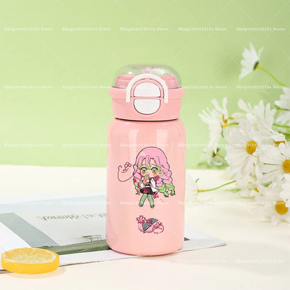 500ml Demon Slayer Thermos Cup 316 Stainless Steel Insulated Cup Girl Boy Anime Portable Straw Water Bottles Kid Travel Cup Gift