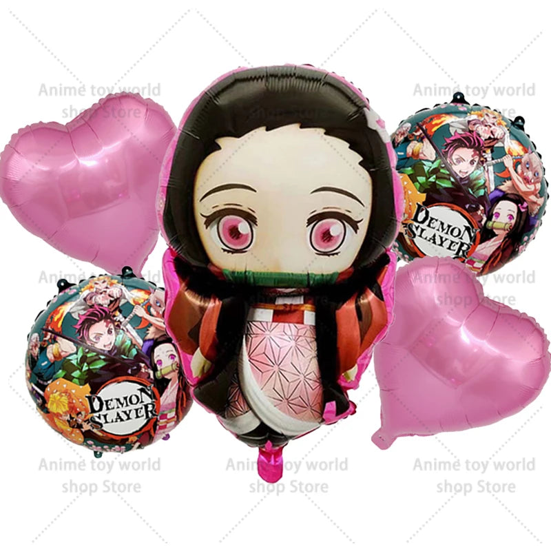 Demon Slayer Boy Foil Balloon Party Decoration Anime Cartoon Figure Decorative Ballons Photo Props Ornaments Toy Birthday Gift