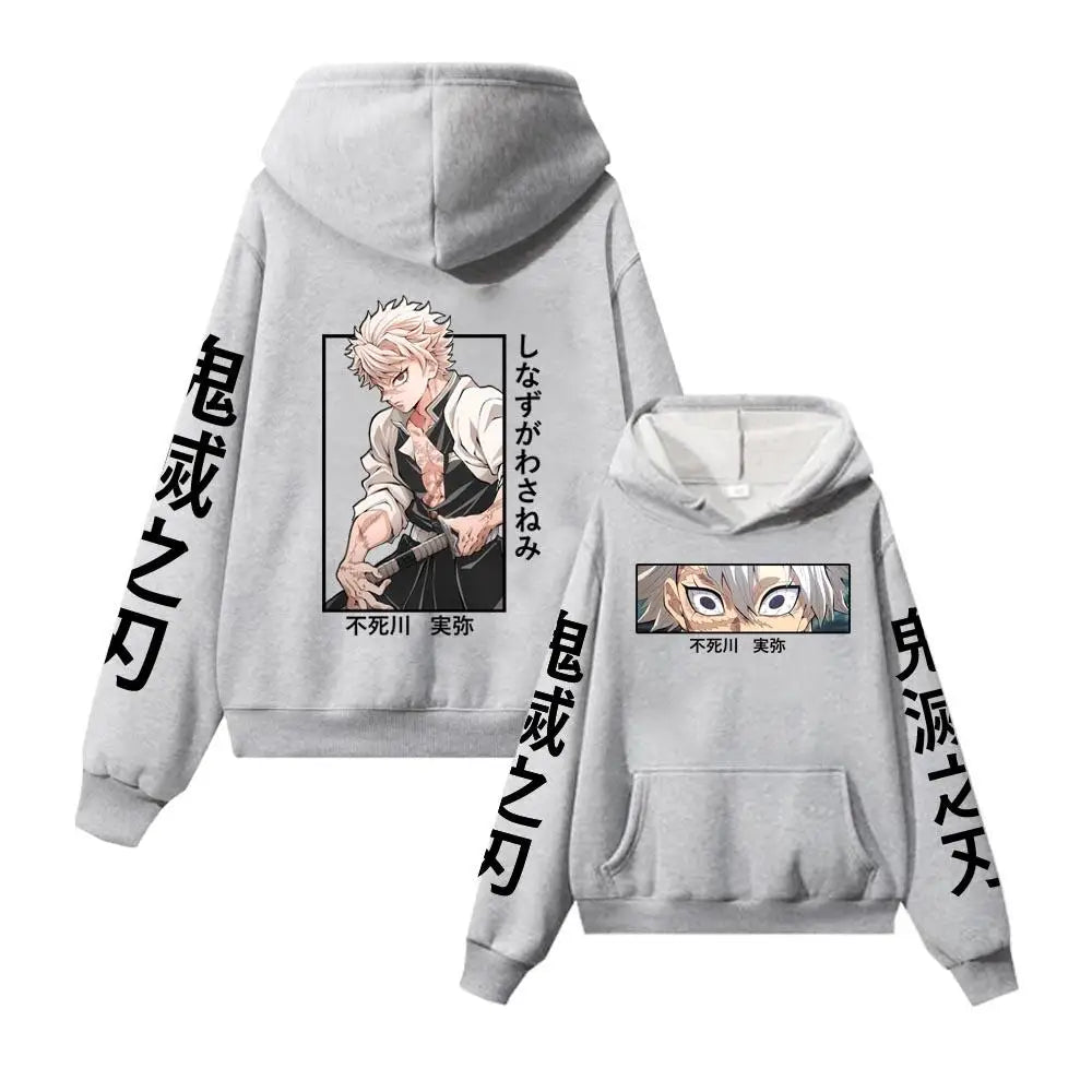 Demon Slayer Anime Hoodie Shinazugawa Sanemi Print Hooded Men Women Clothes Casual Loose Streetwear Harajuku Unise