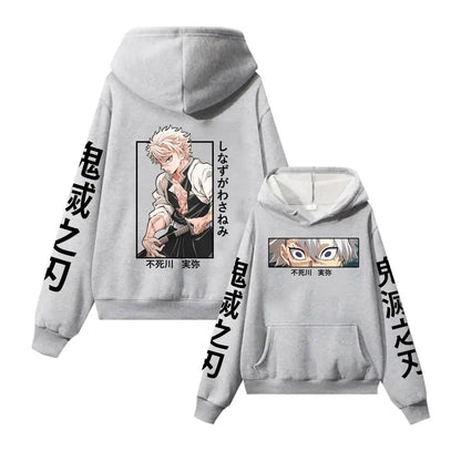 Demon Slayer Anime Hoodie Shinazugawa Sanemi Print Hooded Men Women Clothes Casual Loose Streetwear Harajuku Unise