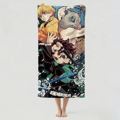 Anime D-Demon S-Slayer  Towel Drying Bath Towel Applicable To Light Swimming Camping Yoga Beach Out