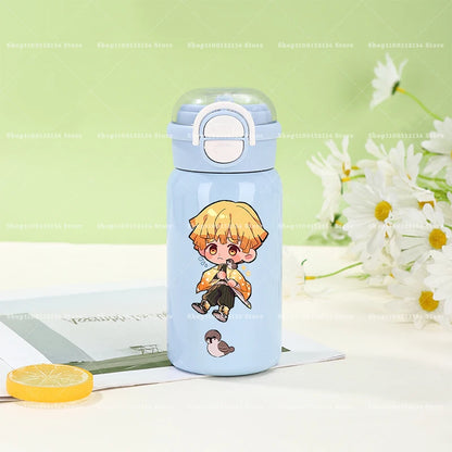 500ml Demon Slayer Thermos Cup 316 Stainless Steel Insulated Cup Girl Boy Anime Portable Straw Water Bottles Kid Travel Cup Gift