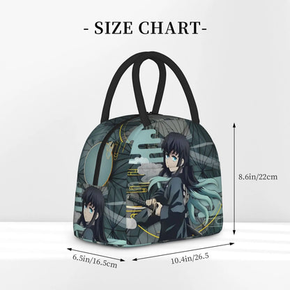 Muichiro Tokito Insulated Lunch Bags High Capacity Demons Anime Lunch Container Thermal Bag Tote Lunch Box Food Handbags