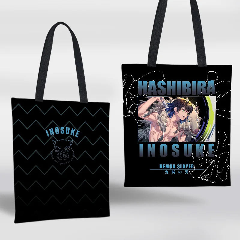Demon Slayer Mini Shoulder Bag Tanjirou Nezuko Tote Bag Anime Canvas Backpack for Travel Hand-Painted Tote Bag Simple Style Gift