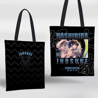 Demon Slayer Mini Shoulder Bag Tanjirou Nezuko Tote Bag Anime Canvas Backpack for Travel Hand-Painted Tote Bag Simple Style Gift