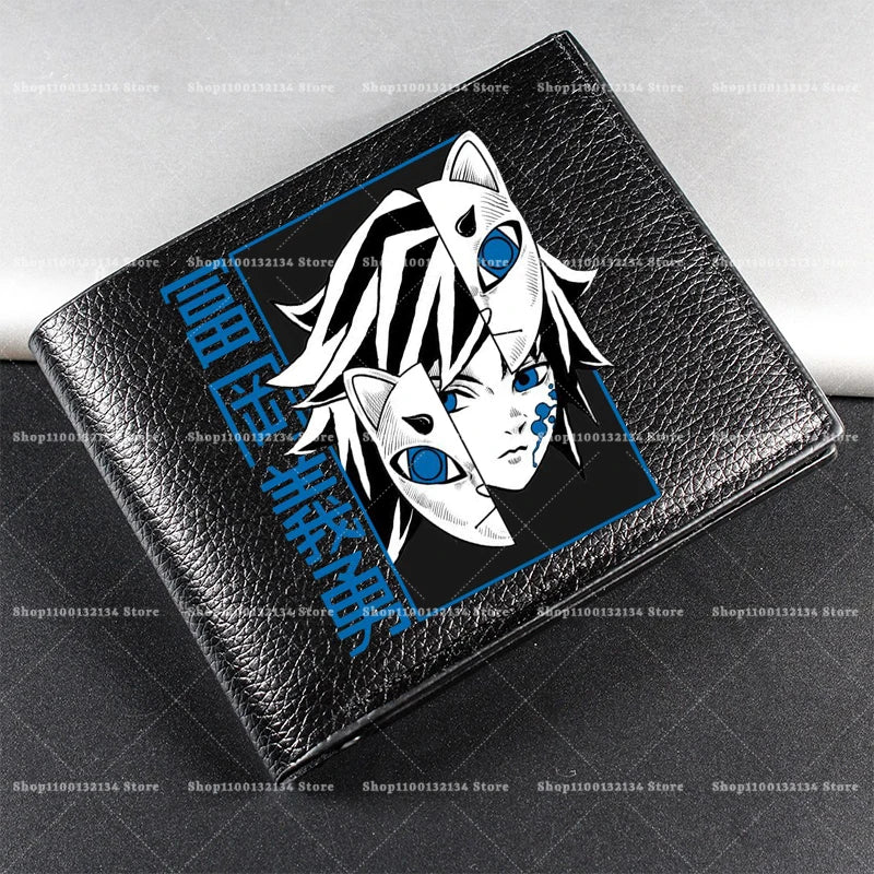 Demon Slayer Man Wallet Anime Print Short Wallets Portable Card Pack Fashion Zipper Coin Purse Adult Card Holder Male Money Bag