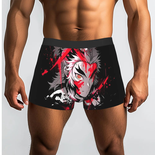 Kyojuro Rengoku Blood Splash Anime Bandai Demon Slayer Underpants Homme Panties Men's Underwear Comfortable Shorts Boxer Briefs