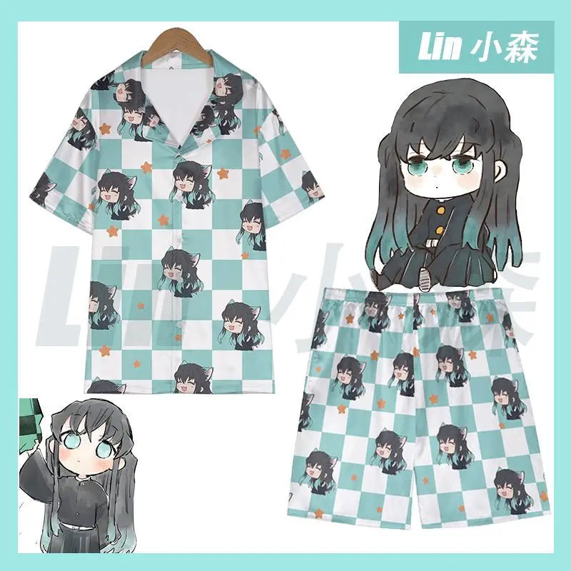 Anime Cosplay Homewear Demon Slayer Agatsuma Zenitsu Cute Pajama Set Demon Girl Pink Pattern Nightwear Loungewear Holiday Gift