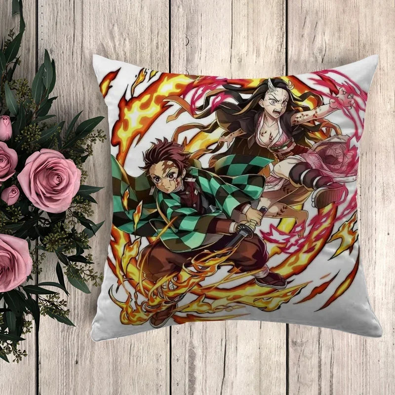 Pillow Demon Slayer Cushion Cover 45*45 Pillowcase Decorative Pillows for Sofa Pilow Cases Pillowcases 50x50 Car Decoration Body