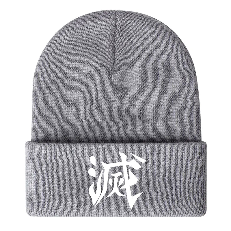 Demon Slayer Print Children Knitted Hat Autumn Winter Boy Girl Knit Warm  Beanie Hat Soft Stretch Men Women Casual Cap