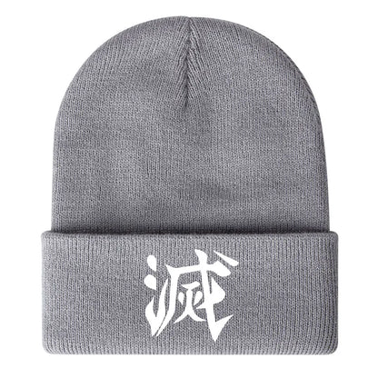 Demon Slayer Print Children Knitted Hat Autumn Winter Boy Girl Knit Warm  Beanie Hat Soft Stretch Men Women Casual Cap