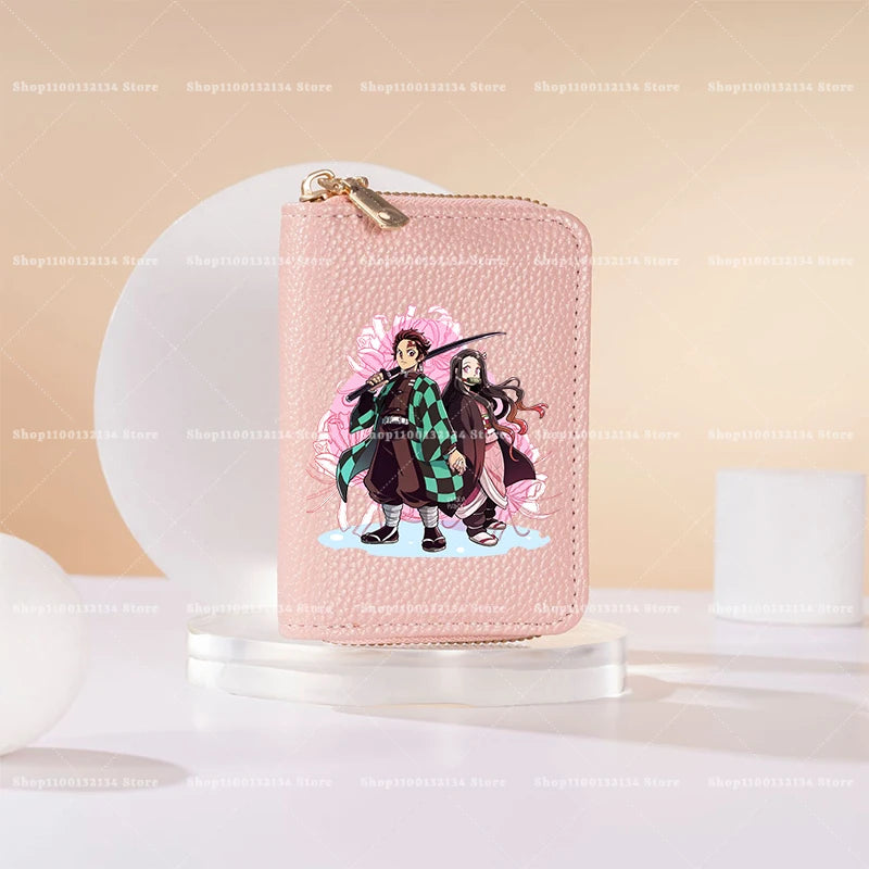 New Demon Slayer Wallet Woman Man Fashion Zipper Wallet Anime Cartoon Coin Purse Man Card Holder Fashion Money Bag Birthday Gift