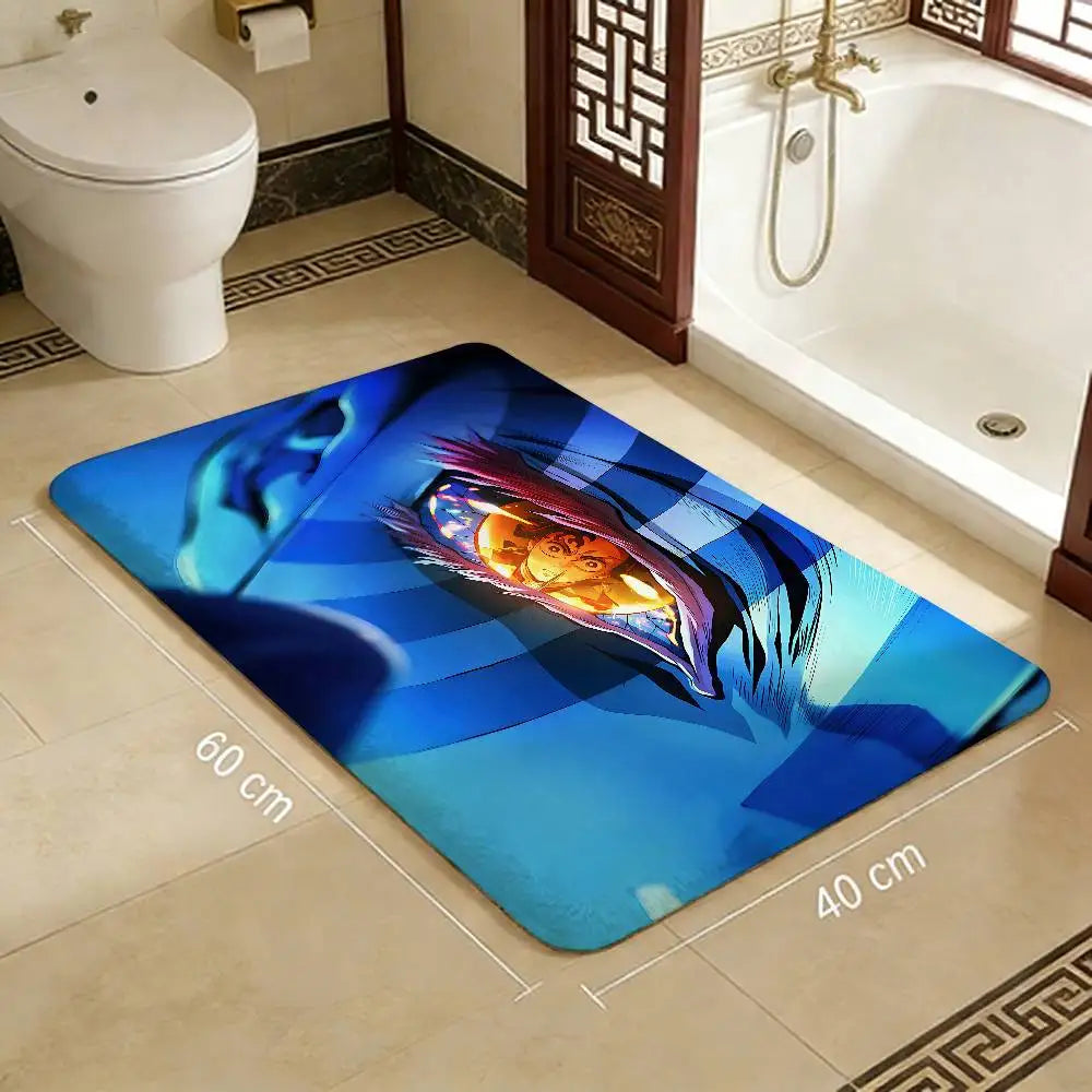 Anime Demon Slayer Bathroom Mat Kids Room Bedroom Decoration Balcony Anti-Slip Doormat Living Room Welcome Rug