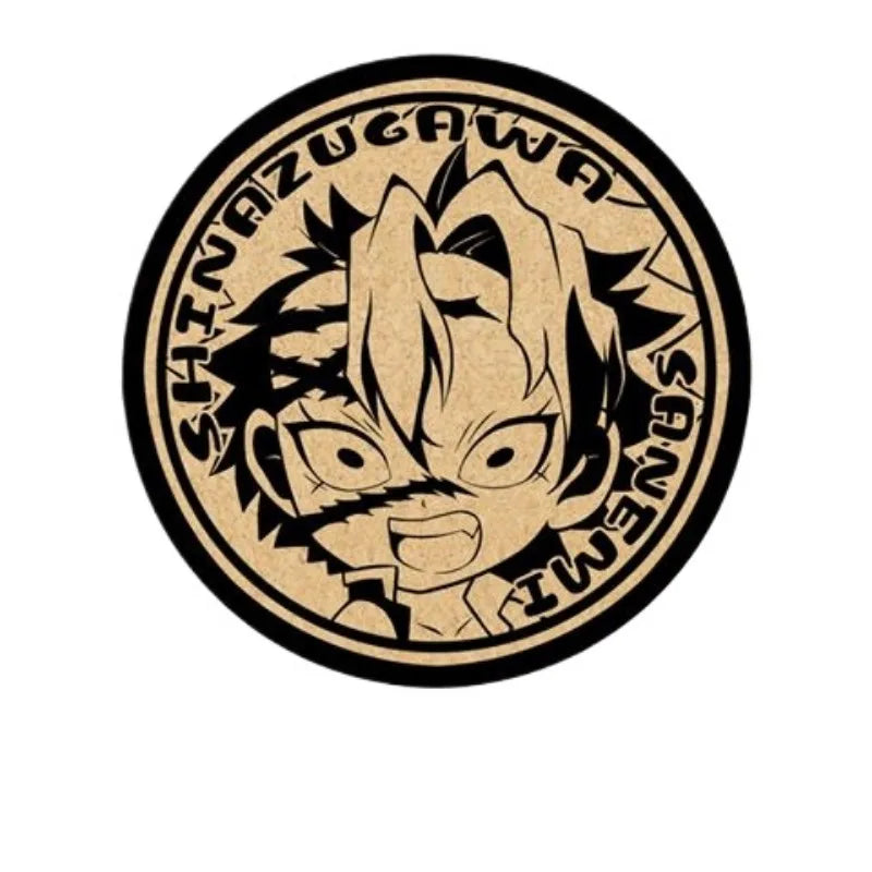 Demon Slayer Cork Coaster,Tanjiro Nezuko Anime Drink Cup Mat, Non-slip Heat Resistant Wooden Pad, Creative Table Decor Gift, 1pc