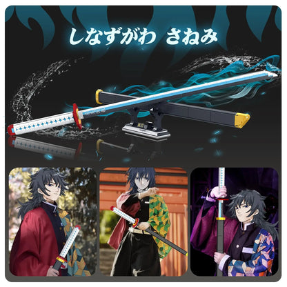 Demon Slayer Giyu Tomioka Nichirin Sword Building Blocks Water Hashira Katana Model with Stand DIY Collectible Gift for Fans