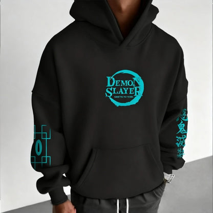 Demon Slayer Muichiro Tokito Large Size Fleece Hoodie American New Autumn Winter Men's and Women's Parent-Child Versatile Jacket