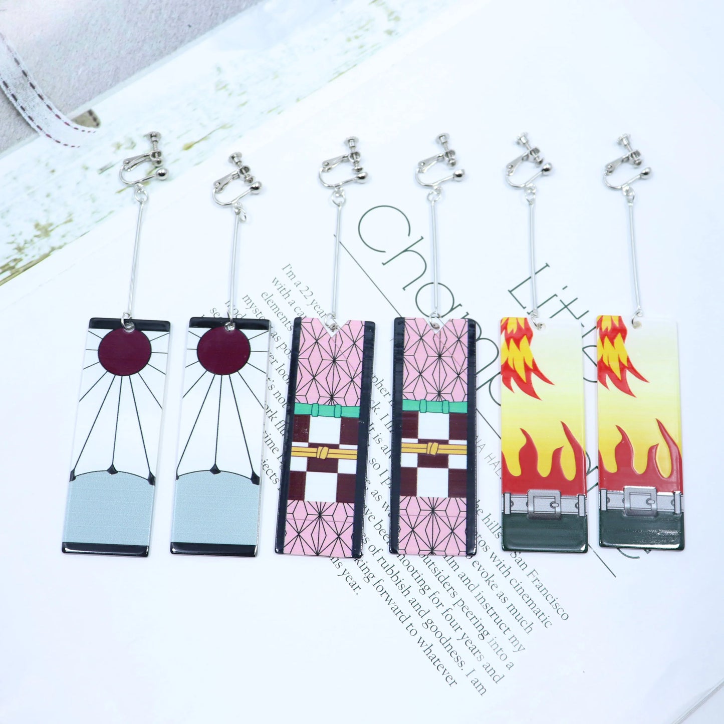 Creative Trinket Acrylic Tanjiro Earrings for Women Girl Accessories Handmade Hoop Earring Anime Jewelry earrings pendientes