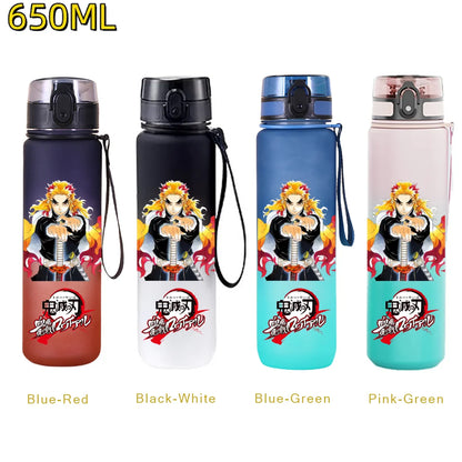 650ML Demon Slayer Kamado Tanjirou Rengoku Kyoujurou Portable Sports Water Bottle Leak Proof Outdoor Travel Sports Fitness Jugs