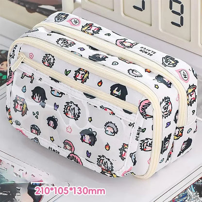 Demon Slayer Anime Kawaii Stationery Holder Bag Pen Case Students School Supplies Cartoon Cute Simple Style Stationery Box
