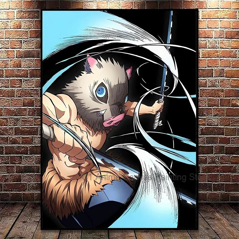 Japanese Anime Demon Slayer Wall Art Poster Nezuko and Tanjiro Home Decor Prints Living Room Bedroom Canvas Painting Mural Gifts