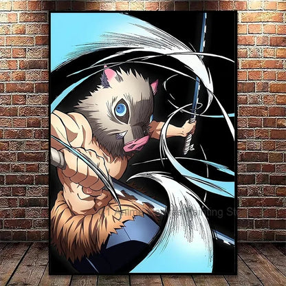 Japanese Anime Demon Slayer Wall Art Poster Nezuko and Tanjiro Home Decor Prints Living Room Bedroom Canvas Painting Mural Gifts
