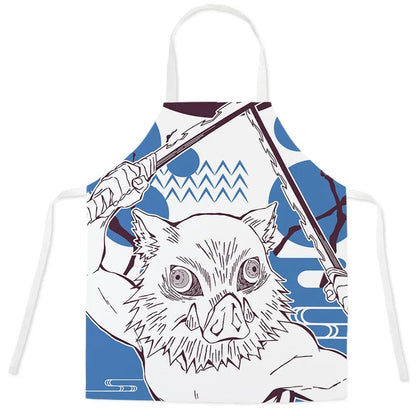 New Demon Slayer Apron Anime Cartoon Nezuko Tanjiro Linen Sleeveless Apron Kitchen Home Waist Studio Baking Studio Apron Gift
