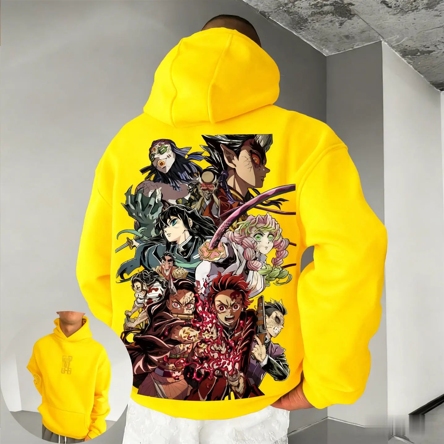 Demon Slayer Muichiro Tokito Large Size Fleece Hoodie Loose New Autumn Winter Men's and Women's Parent-Child Versatile Jacket