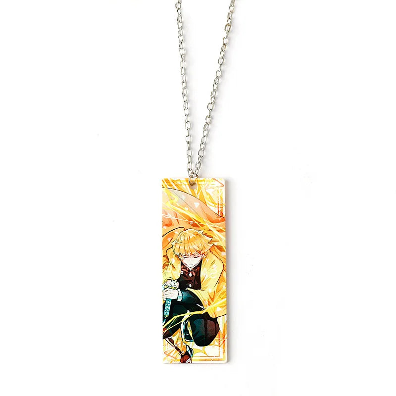 Japanese Anime Demon Slayer Necklace Kamado Tanjiro Pendant Acrylic Accessories Wholesale Cosplay Jewelry Gift for Fans
