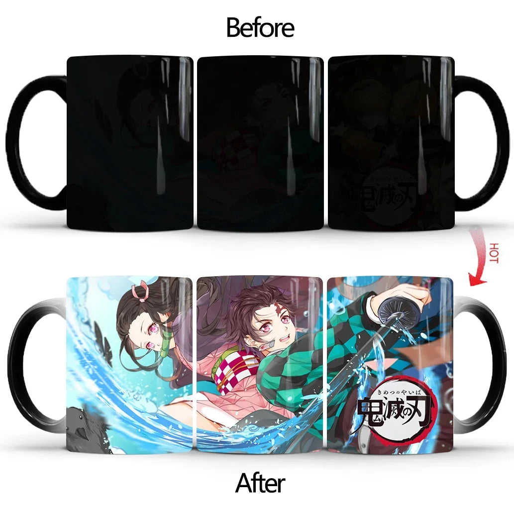 Demon Slayer Discoloration Mug Kimetsu No Yaiba Color Changing Cup Anime Ceramic Coffee Cup Heat Sensitive Milk Tea Mugs Novelty