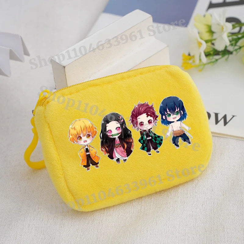 Demon Slayer Coin Purse Kimetsu No Yaiba Boy Girl Anime Cartoon Small Wallet Portable Mini Storage Bags Pendant Plush Coin Purse