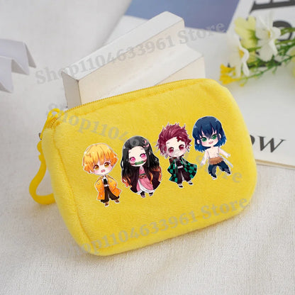 Demon Slayer Coin Purse Kimetsu No Yaiba Boy Girl Anime Cartoon Small Wallet Portable Mini Storage Bags Pendant Plush Coin Purse