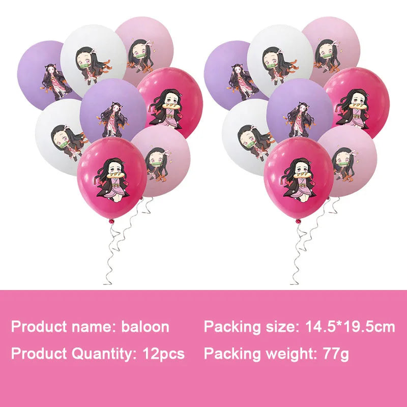 Anime Demon Slayer Kamado Nezuko themed party decoration paper cups plates tissues  baby showers balloons girls birthday gifts